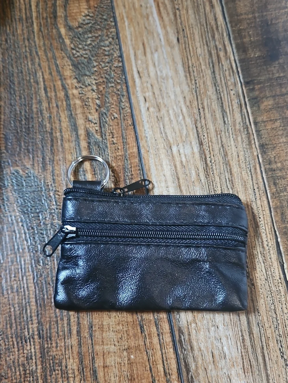 Stone Mountain Black Pebbled Leather Hobo Crossbody Bag with Dual Front‎ Pockets
